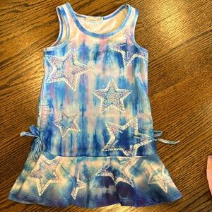 Baby Sara Little Girls Sleeveless Star Tie-Dye Dress 4T